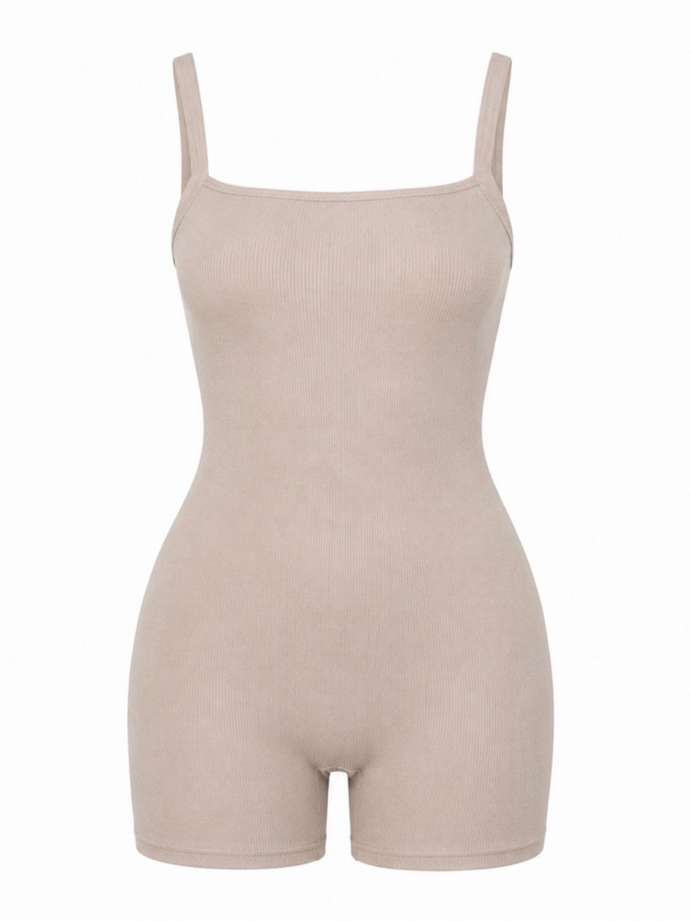 Skims Cotton Rib Low Back Onesie in Stone